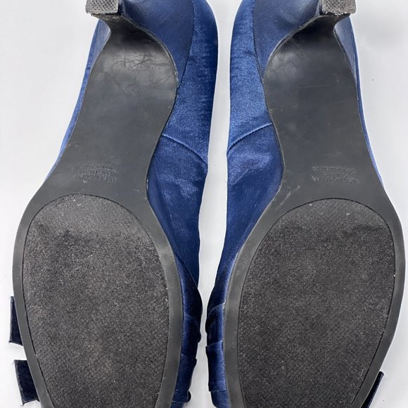 Rampage Kandice Blue Open Toe Fabric Tuxedo Bow Heels Size 8 - Picture 9 of 10